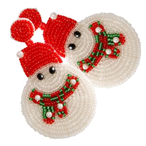 Mipcase Weihnachtliche Kleine Ohrstecker Schneemann Design aus Geflochtenen Perlen Leichte Damen Ohrhänger Festliche Accessoires für Weihnachtsfeier und von Mipcase