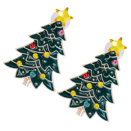Mipcase Weihnachtliche Ohrstecker Damen mit Funkelnden Kristallen Leichte Langlebige Weihnachtsbaum Ohrringe Modischer Schmuck für Teenager und Frauen zu Festen von Mipcase