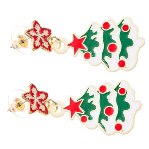 Mipcase Weihnachtliche Ohrstecker Nadel Weihnachtsbaum Design Festliche Damenohrringe für Party Schmuck Weihnachten Zubehör von Mipcase