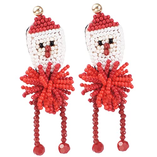 Mipcase Weihnachtliche Santa Claus Ohrhänger Handgefertigt mit Perlen Leichte Dangle Ohrringe für Frauen und Mädchen Festlicher Schmuck für Weihnachtsfeier und Kostüm Rot von Mipcase