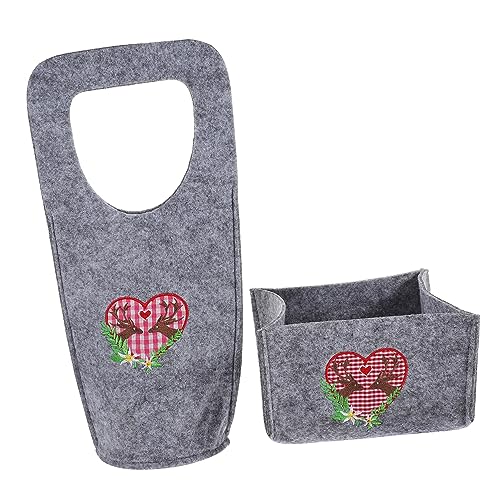 Mipcase Weihnachtlicher Weinbeutel aus Stoff mit Stickerei und Integriertem Zuckersäckchen Tragbare Geschenkverpackung für Flaschen Wiederverwendbar für Weihnachten Hochzeit Geburtstag von Mipcase