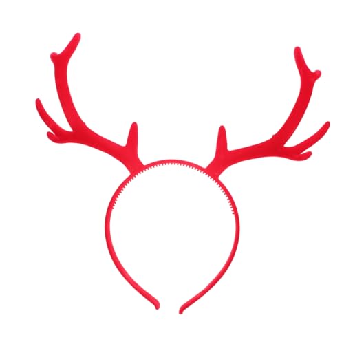 Mipcase Weihnachtliches Damen Haarband mit Hirschgeweih PVC Stirnband für Festliche Partys und Bühnenauftritte Komfortabel und Universalgröße Rotes Geweih Haaraccessoire für Mädchen von Mipcase