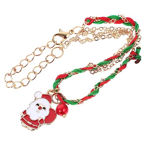 Mipcase Weihnachtliches Handgefertigtes Armband mit Weihnachtsmann Charm Geflochtenes Unisex Bettelarmband Modisches Xmas Schmuckstück für Freundschaftsgeschenke und Festliche Outfits von Mipcase