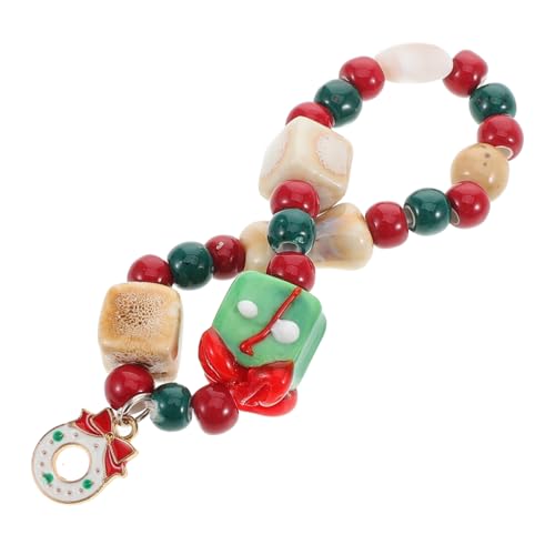 Mipcase Weihnachtliches Keramik Armband mit Perlen Festliches Dehnbares Schmuckstück im Design Elegantes Xmas Accessoire Leichter Bequemer Armschmuck für Kollegen und Familie von Mipcase