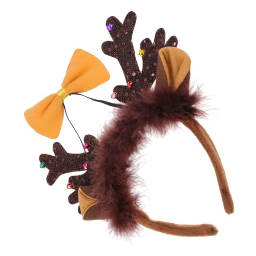 Mipcase Weihnachtliches Rentier Haarband mit Schleife Festliche Xmas Party Haarreife Niedliche Kopfbedeckung für Damen und Mädchen Vielseitiges Weihnachtskostüm Accessoire von Mipcase