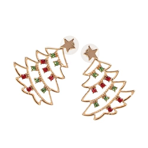 Mipcase Weihnachtsbaum Ohrstecker mit Roten und Grünen Strasssteinen Langlebige Legierung Festlicher Weihnachtsschmuck für Mädchen und Frauen Verarbeitung Zeitloses Design von Mipcase