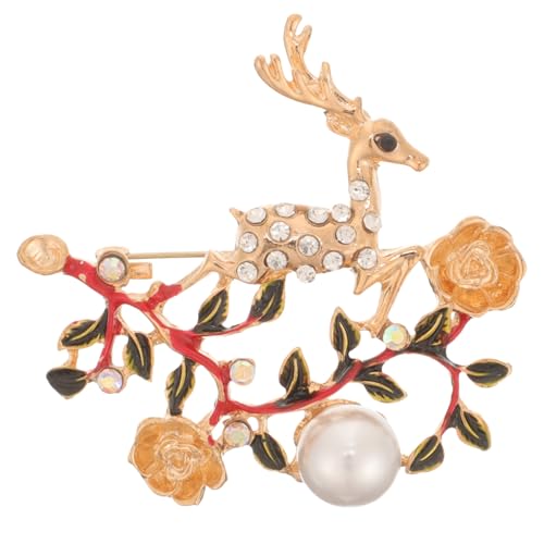 Mipcase Weihnachtsbrosche mit Perle und Strass Legierungs Broschennadel Design Anstecknadel für Damen Festliche Kleidung Dekoration Glatte Kanten Robustes Material von Mipcase