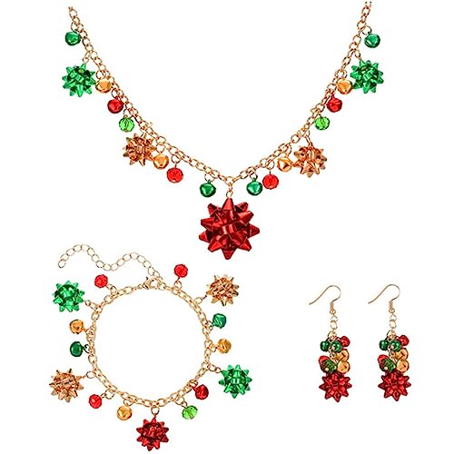 Mipcase Weihnachtsschmuck Damen Teilig Weihnachtsglocken Halskette Ohrringe Armband Festliche Accessoires für Weihnachtsfeier Foto Requisiten von Mipcase