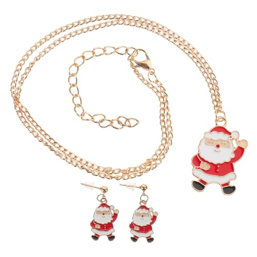 Mipcase Weihnachtsschmuck Damen aus Langlebiger Legierung Halskette und Drop Ohrringe mit Festlichem Design für Weihnachtsfeiern und Festliche Anlässe von Mipcase