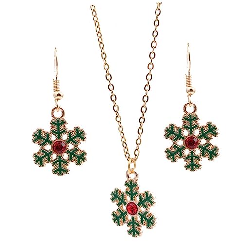 Mipcase Weihnachtsschmuck Teilig Snowflake Anhänger Halskette Ohrhänger Baumelndes Design Festliche Accessoires für Damen Weihnachtsfeier von Mipcase