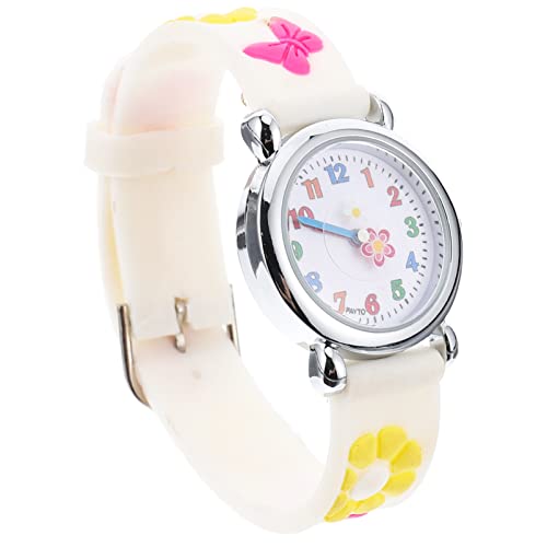 Mipcase Kinderuhr Hängende Uhr Blumenmusteruhr Kinder Digitaluhr Cartoon Uhr Für Kinder Taschenuhren Kinder Beobachten Kinder Silikonband Uhr Quarz Kieselgel Student Armband Weiß von Mipcase