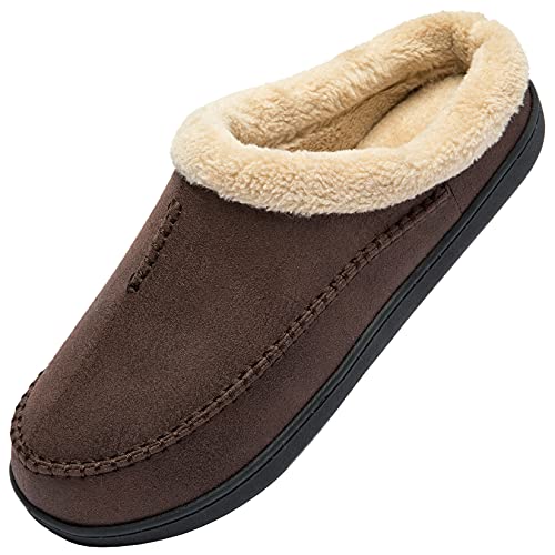 Miqieer Hausschuhe Herren Memory Foam Pantoffeln Warme Winter Plüsch Hüttenschuhe, Kaffee,49/50 EU von Miqieer