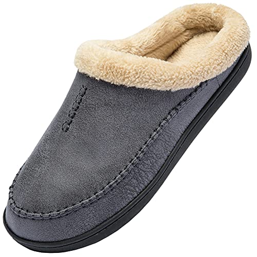 Miqieer Hausschuhe Herren Memory Foam Pantoffeln Warme Winter Plüsch Hüttenschuhe, Blaugrau,43/44 EU von Miqieer