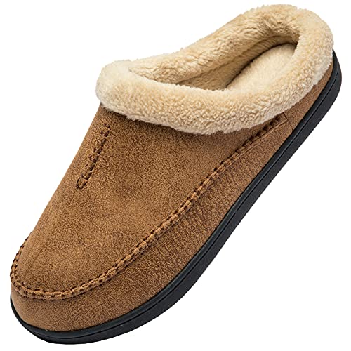 Miqieer Hausschuhe Herren Memory Foam Pantoffeln Warme Winter Plüsch Hüttenschuhe, Braun,49/50 EU von Miqieer