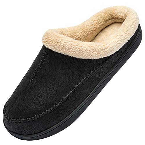 Miqieer Hausschuhe Herren Memory Foam Pantoffeln Warme Winter Plüsch Hüttenschuhe, Schwarz,43/44 EU von Miqieer