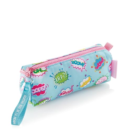 Agatha Ruiz de la Prada Miquelrius Federmäppchen, 1 Fächer, rundes Federmäppchen, Reißverschluss aus robustem Kunststoff, Metallgriff, Federmäppchen, 205 x 60 x 75 mm, Design, himmelblau, 205 x 60 x von Miquelrius