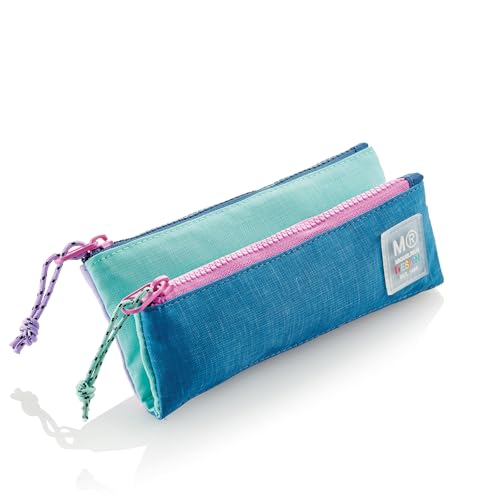 Miquelrius Federmäppchen mit Zwei Fächern, Mini-Schulmäppchen, Reißverschlüsse aus robustem Kunststoff, Metallgriffe, Federmäppchen, 200 x 90 x 15 mm, Rider Violett, 200 x 90 x 15 mm, Rider RECYCELTE von Miquelrius