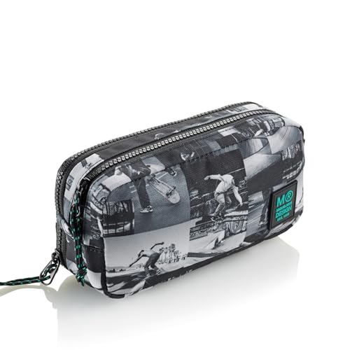 Miquelrius Federmäppchen mit Zwei Fächern, rechteckig, Reißverschlüsse aus Kunststoff, robuste Reißverschlüsse, Metallgriffe, Federmäppchen, 210 x 100 x 70 mm, Skate Park, grau, 200 x 100 x 70 mm, von Miquelrius