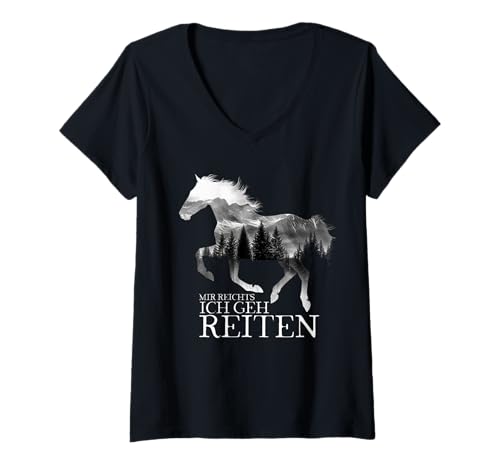 Damen Mir Reichts Ich Geh Reiten Pferd Pferdemädchen Reiterin T-Shirt mit V-Ausschnitt von Mir Reichts Ich Geh Reiten - Pferdemädchen