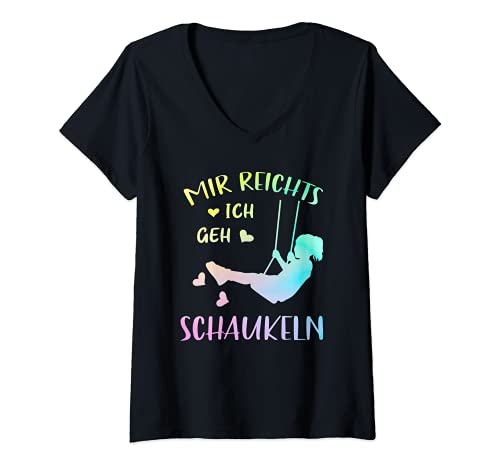 Damen Schaukel Kindheit Glück Mir Reichts Ich Geh Schaukeln T-Shirt mit V-Ausschnitt von Mir Reichts Ich Geh Schaukeln