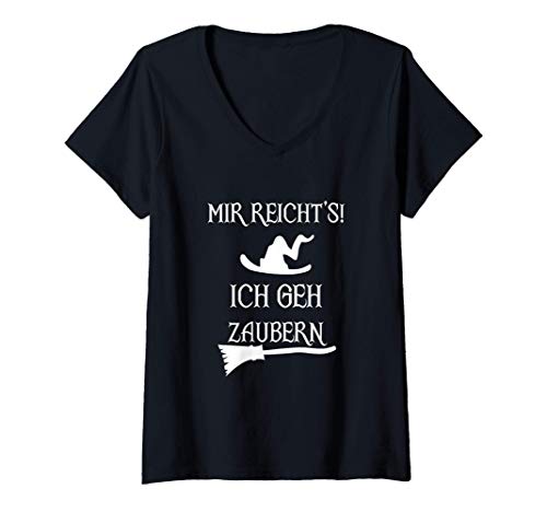 Damen Mir Reichts Ich Geh Zaubern - Zauberei Hexe Kinder T-Shirt mit V-Ausschnitt von Mir Reichts Ich Geh Zaubern - Zauberei Hexe Kinder