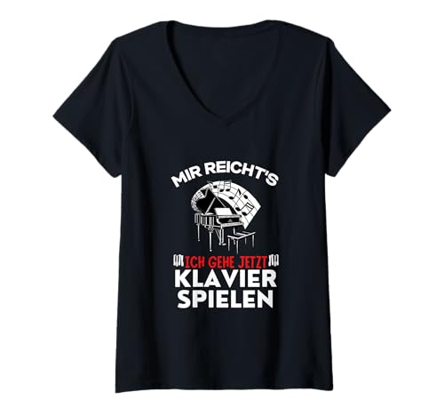 Damen Mir Reichts Ich Gehe jetzt Klavier Spielen T-Shirt mit V-Ausschnitt von Mir Reichts Ich Gehe jetzt Klavier Spielen