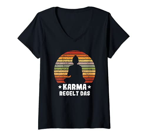 Damen Einatmen ausatmen Ignorieren Karma Regelt Das Schon T-Shirt mit V-Ausschnitt Damen Einatmen ausatmen Ignorieren Karma Regelt Das Schon T-Shirt mit V-Ausschnitt von Mir Reichts Ich Mach Yoga