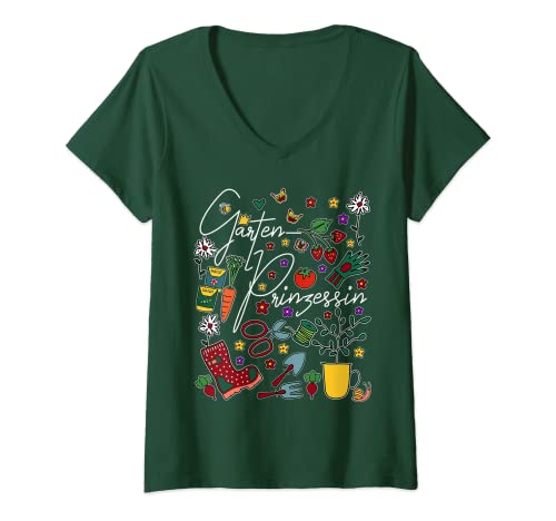 Damen Gartenprinzessin Gartenfee Gartenchefin Gärtnerin Gartenhemd T-Shirt mit V-Ausschnitt von Mir reicht's ich geh in den Garten - Gärtnerin