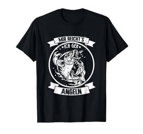 Mir reichts ich geh Angeln Fischen Fischer Angler T-Shirt - Mir reichts ich geh Angeln Shirts & co. - Herren - Schwarz - S - Kurzarm - Klassische Passform - 100% Polyester - Fishing-T-Shirts von Mir reichts ich geh Angeln Shirts & co.