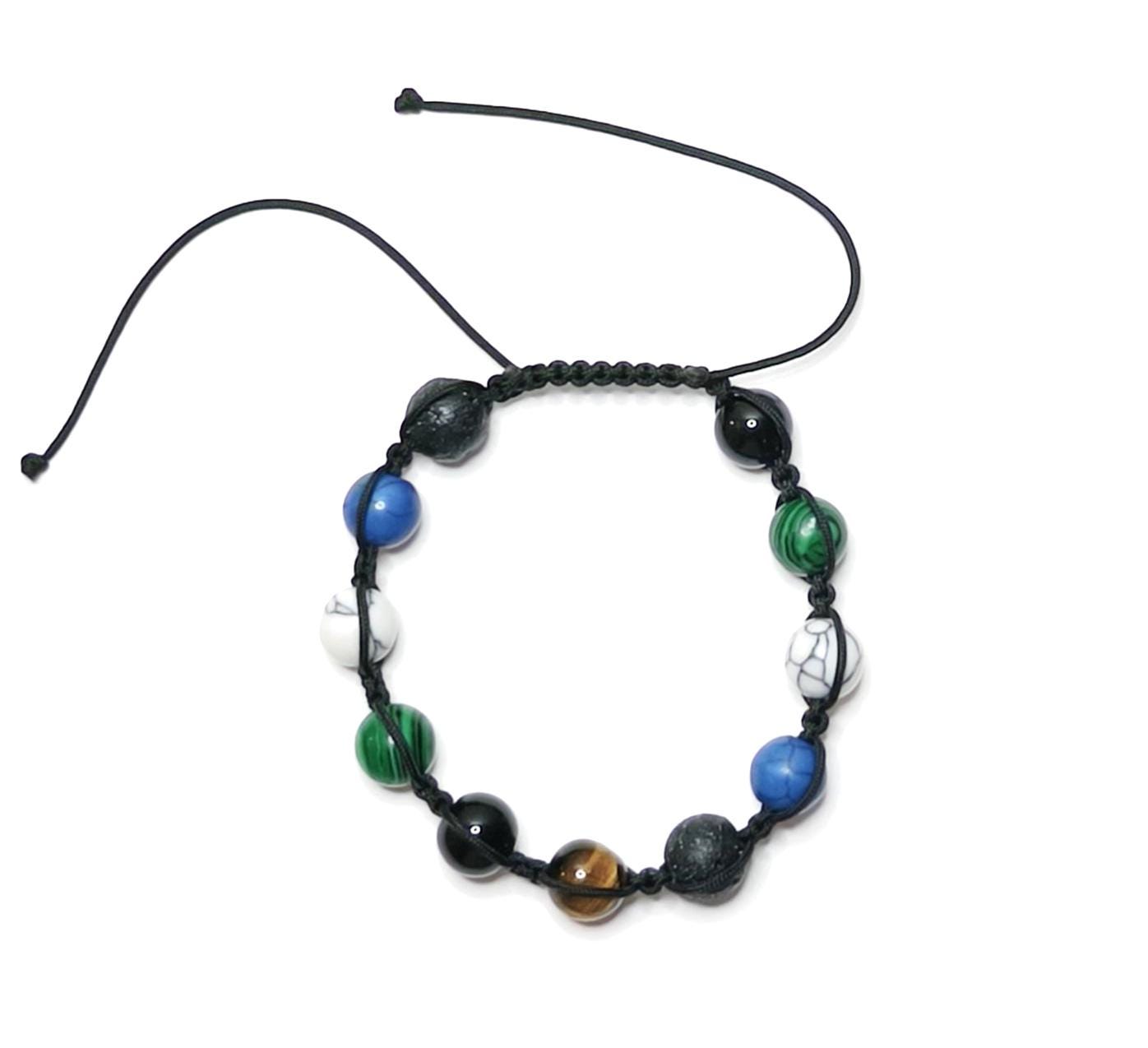 Handgefertigtes Herren Armband Aus Natursteinen - Lava, Onyx, Howlith, Tigerauge & Malachit Verstellbares Makramee Design von MiraCraftedCreations