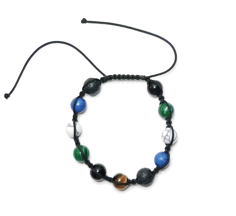 Handgefertigtes Herren Armband Aus Natursteinen - Lava, Onyx, Howlith, Tigerauge & Malachit Verstellbares Makramee Design von MiraCraftedCreations