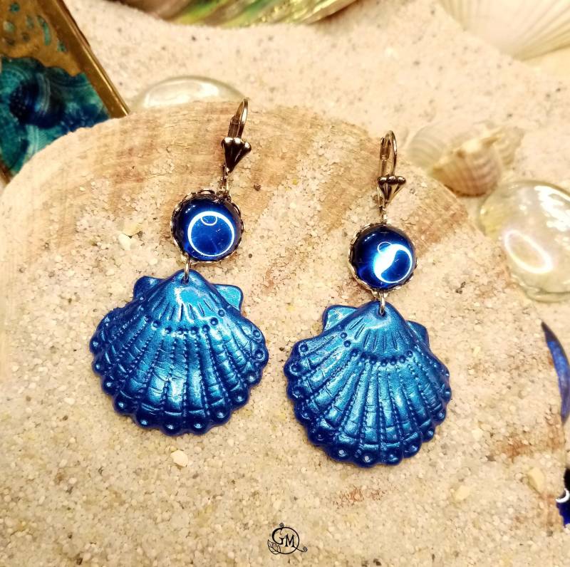 Deep Blue - Handmade Mermaid Earrings Ooak Ready To Ship von MiraCrafts