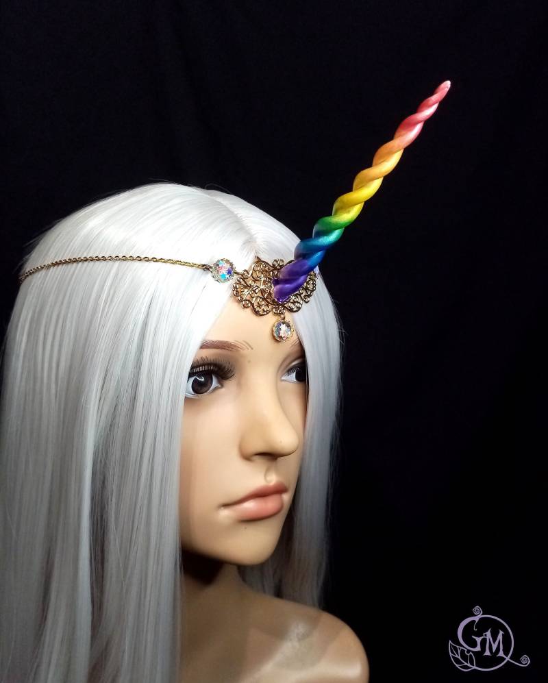 Rainbow Star Unicorn - Tiara Mit Handgefertigtem Regenbogen-Horn Ready To Ship von MiraCrafts