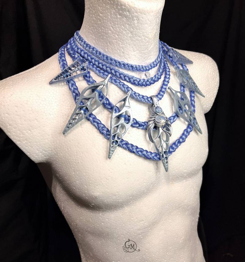 Reserved - Sentinel Of Atlantis Unique Custom Merfolk Necklace With Real Seashell Slices Ooak von MiraCrafts