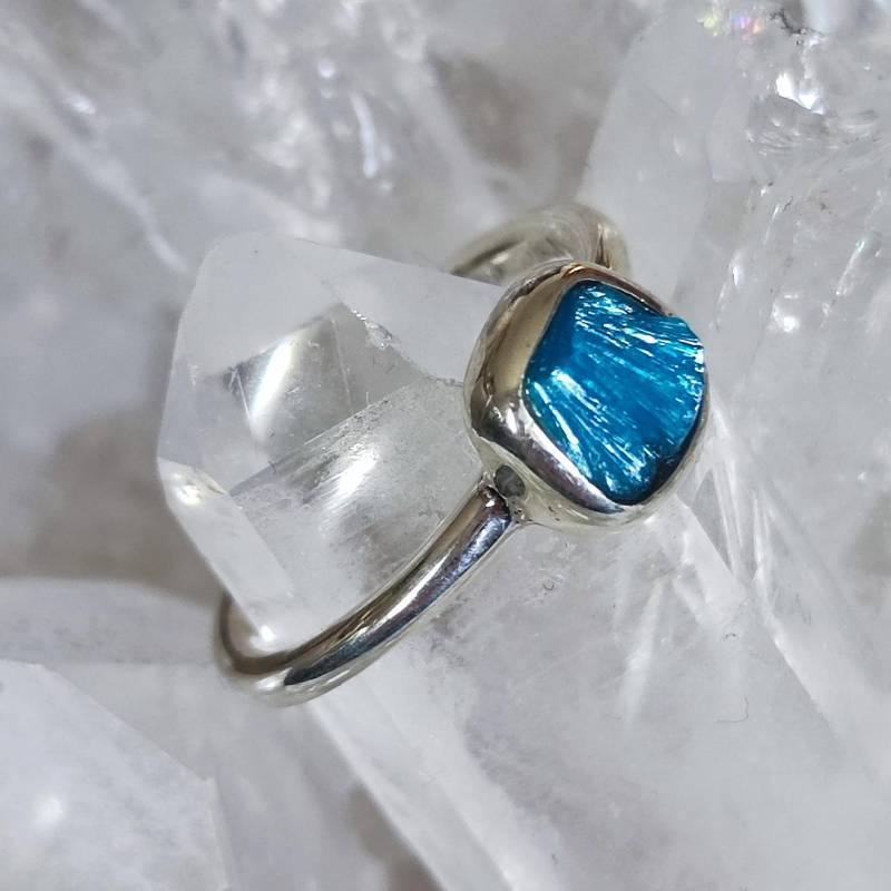 Cavansit Rohstein Ring 925 Sterlingsilber Größe 53 Heilstein Handarbeit R1999 von MiraGemsShop