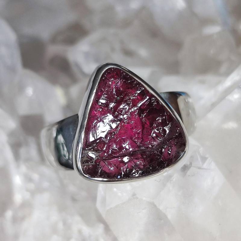 Granat Rohstein Heilstein Ring 925 Sterlingsilber Größe 57 Handarbeit R1980 von MiraGemsShop
