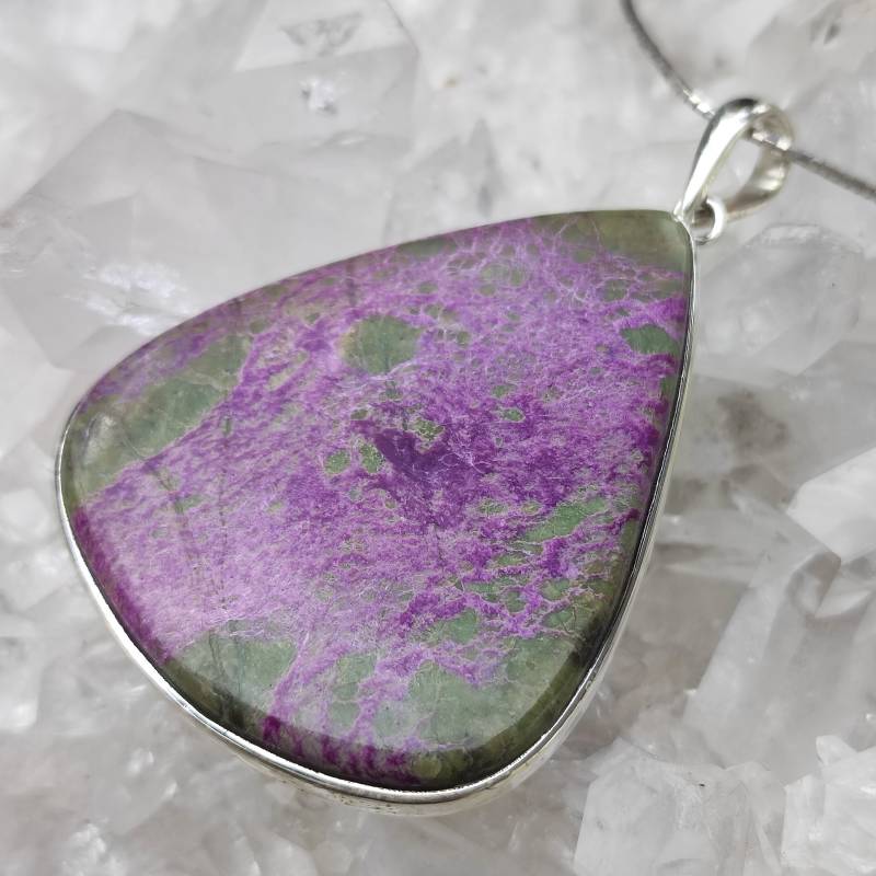 Purpurit Heilstein Anhänger Namibia 925 Sterlingsilber Handarbeit Rarität A1363 von MiraGemsShop