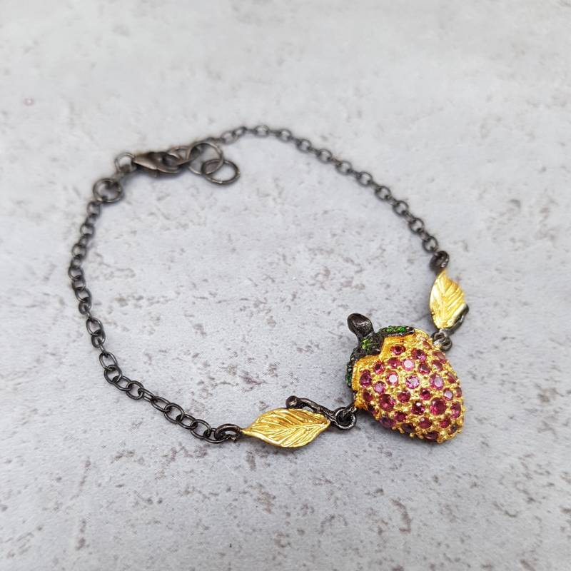 Rhodolith Armband 925 Sterlingsilber Handarbeit Unikat Ab226 von MiraGemsShop