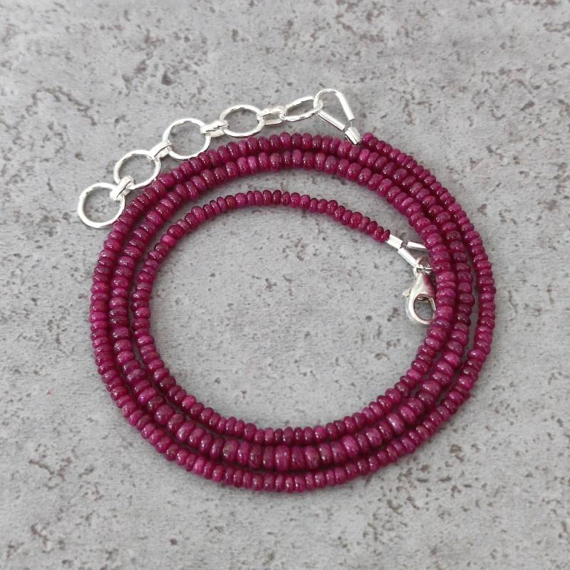 Rubin Rondell Kette 925 Sterlingsilber Handarbeit Unikat Heilstein K567 von MiraGemsShop