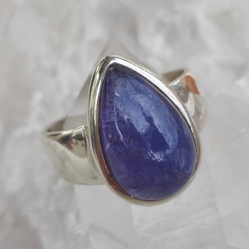 Tansanit Heilstein Ring Handarbeit 925 Sterlingsilber Größe 56 Unikat R1901 von MiraGemsShop