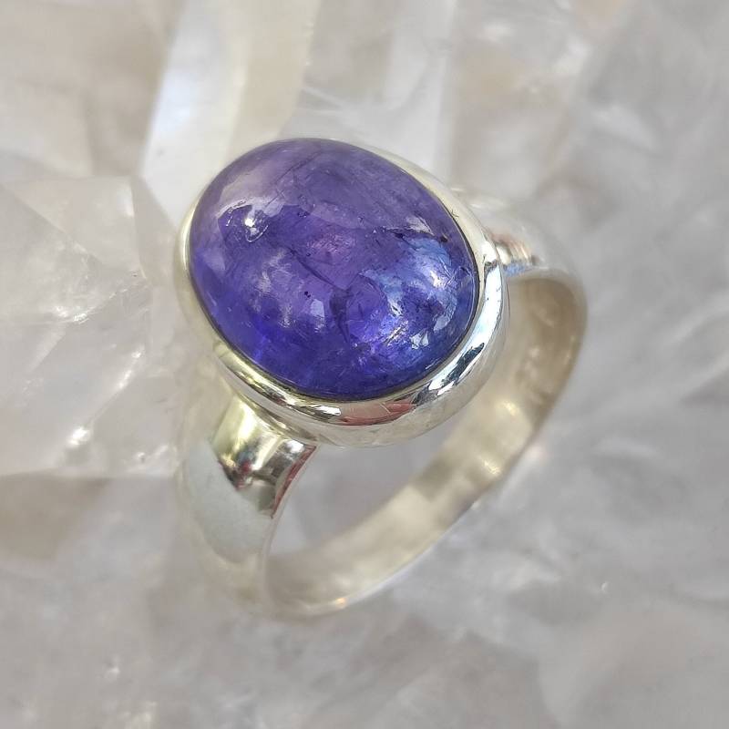 Tansanit Heilstein Ring Handarbeit 925 Sterlingsilber Größe 59 Unikat R1899 von MiraGemsShop