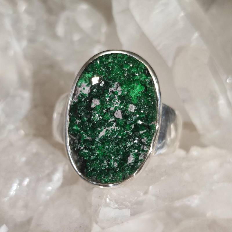 Uwarowit Kristall Rohstein Ring Größe 59 925 Sterlingsilber Heilstein R2007 von MiraGemsShop