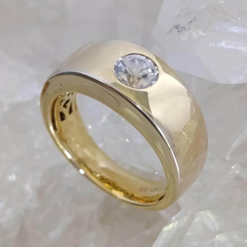Zirkon Ring 925 Sterlingsilber 14 Karat Vergoldet Größe 54 Unikat R2085 von MiraGemsShop