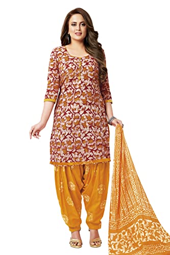 Miraan Baumwolle gedruckt Readymade Salwar Anzug für Frauen (MIRAANSANBAT511), Gelb, M von Miraan