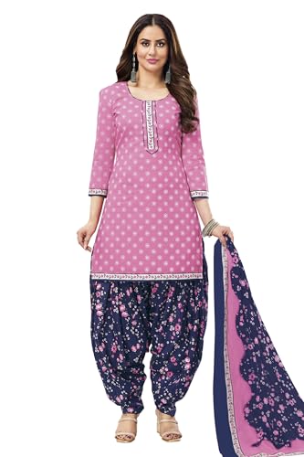 Miraan Bedruckter Salwar-Anzug aus Baumwolle für Damen (MIRAANSANRAN2168XL_Pink_X-Large) von Miraan