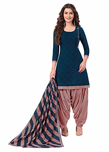 Miraan Damen-Salwar-Anzug aus Baumwolle, bedruckt, fertig, Blau, XXX-Large von Miraan