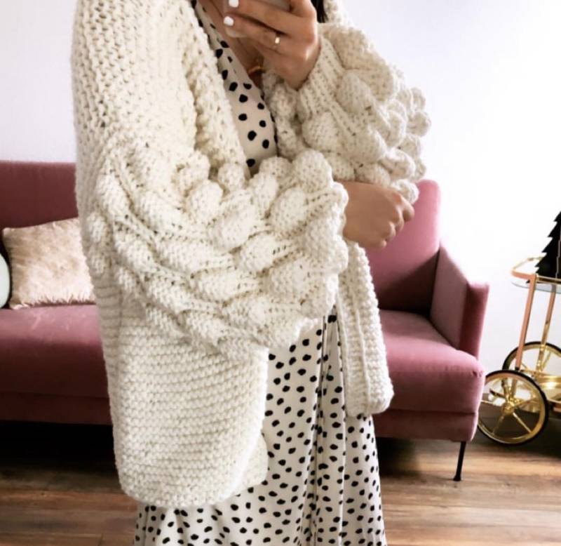strickjacke Jacke Pullover, Bubble Knit Wolle Long Cardigan Für Frauen, Bomberjacke Chunky Cardigan, Grobstrickpullover, Handgestrickt von Mirababyroom