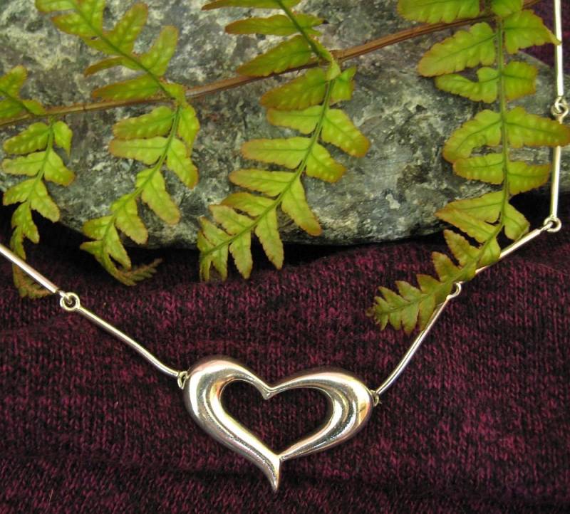 sterling Silber Herz Halskette von MirabelVintageSilver