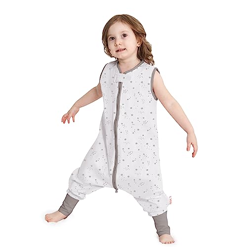 Baby Schlafsack Sommer mit Füßen 0.5 Tog 100% Baumwolle Kinder Sommerschlafsack für Jungen und Mädchen (Stern, L/2-4T) von Miracle Baby