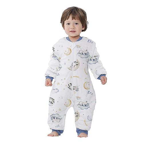 Baby Schlafsack mit Füßen 2.5 TOG Warm Gefüttert Winter Kinder Schlafsack abnehmbaren Ärmeln for Junge Mädchen (Blau, M) von Miracle Baby